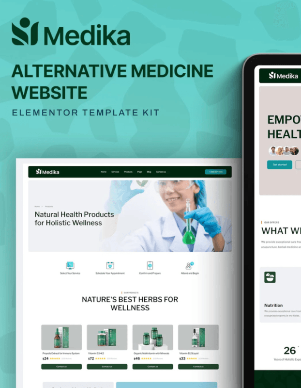 Medika – Alternative Medicine Website Elementor Template Kit