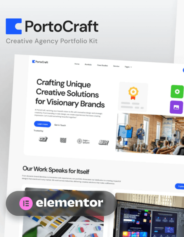 PortoCraft – Creative Agency Portfolio Elementor Template Kit