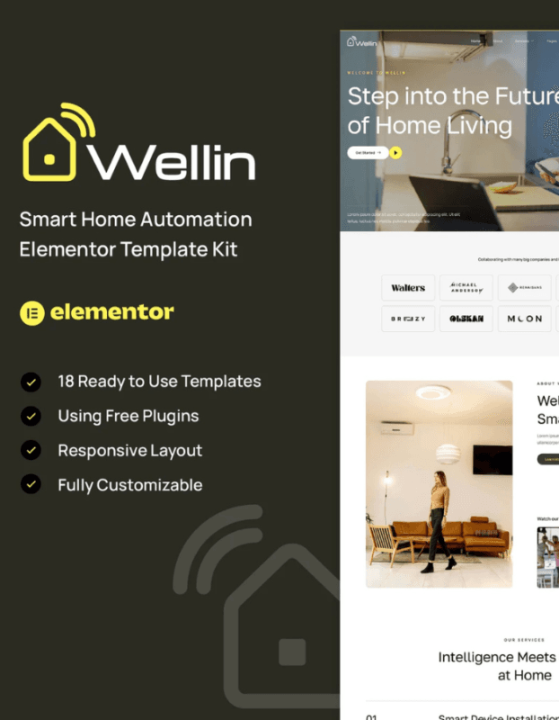 Wellin – Smart Home Automation Elementor Template Kit