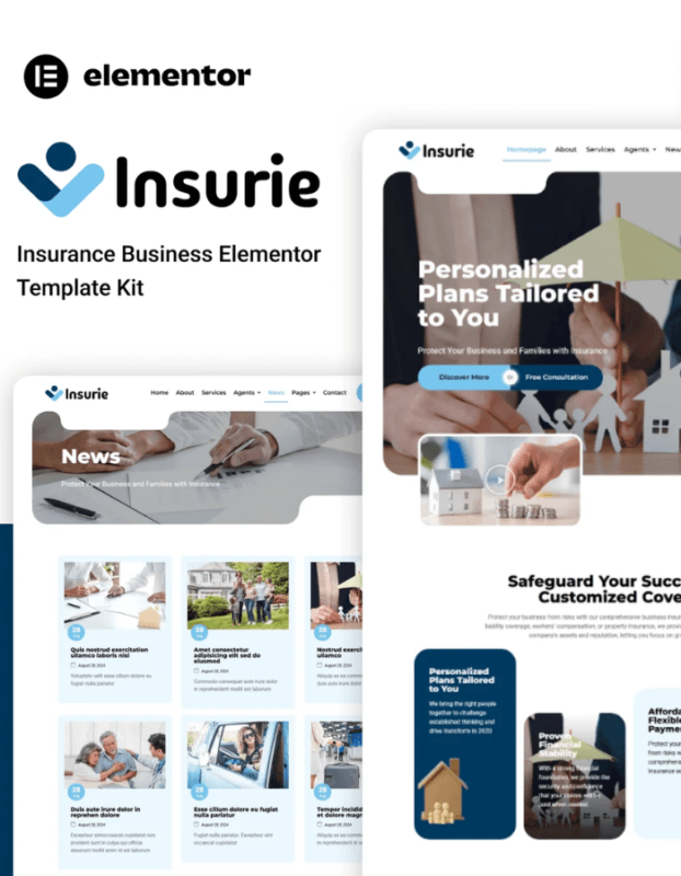 Insurie – Insurance Business Elementor Template Kit
