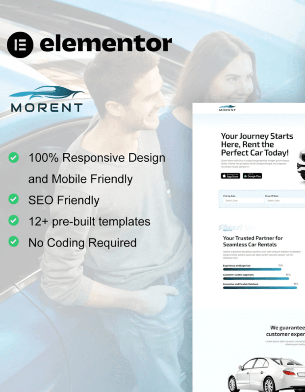 Morent – Car Rental Elementor Pro Template Kit