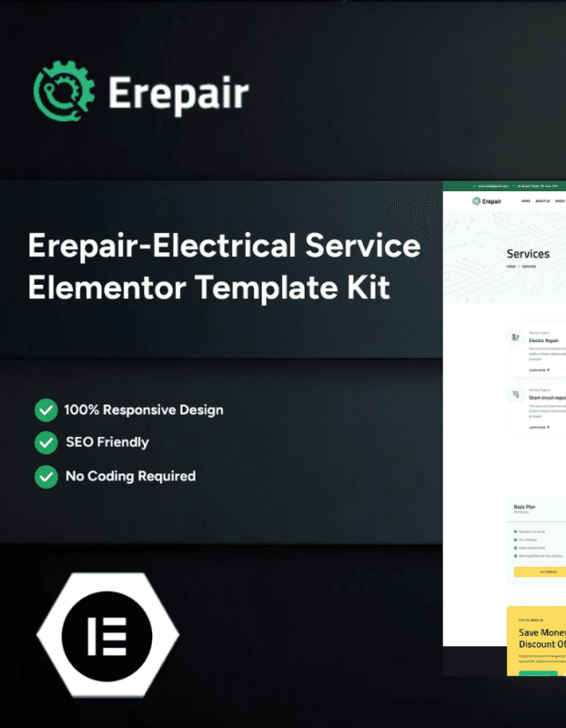 Erepair – Electrical Service ElementorTemplateKit