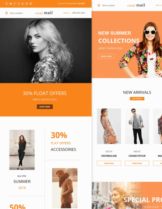 Retail Mail – Responsive E-mail Templates set