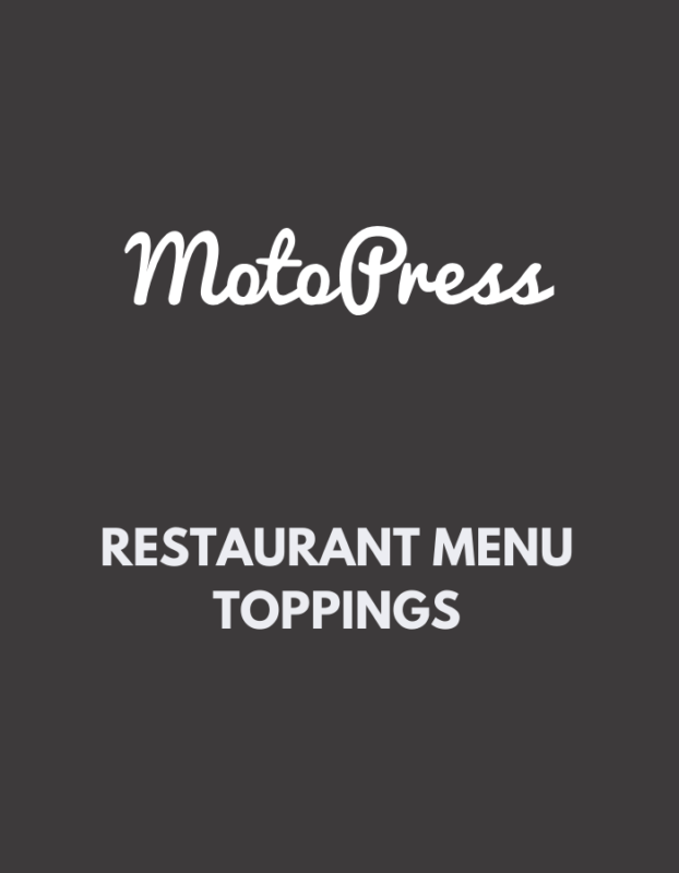 Restaurant Menu Toppings