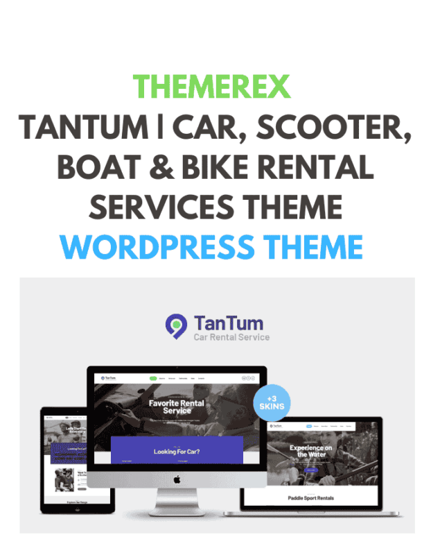 TanTum | Car, Scooter, Boat & Bike Rental Services Theme