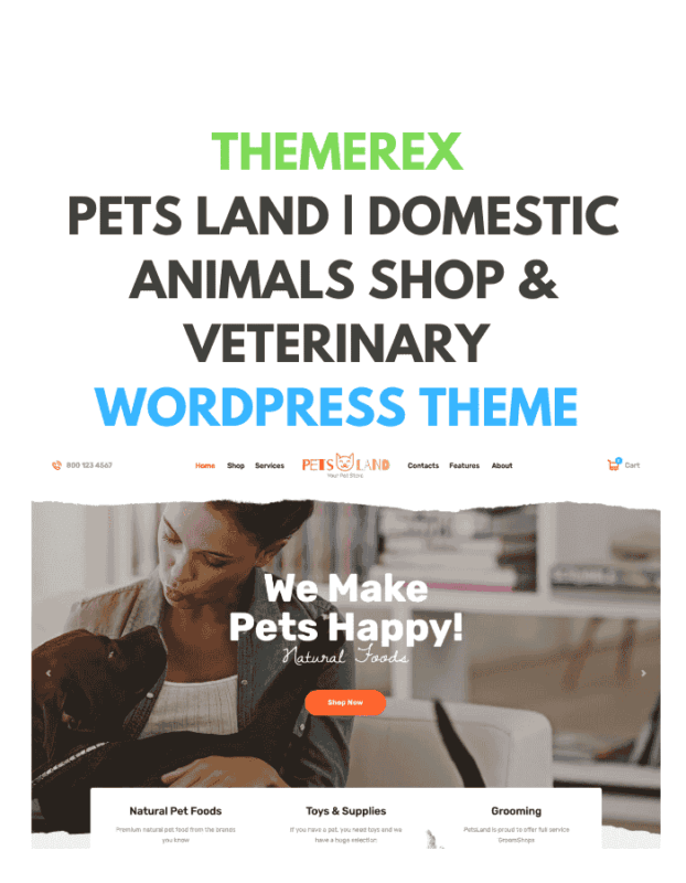 Pets Land | Domestic Animals Shop and Veterinary WordPress Theme