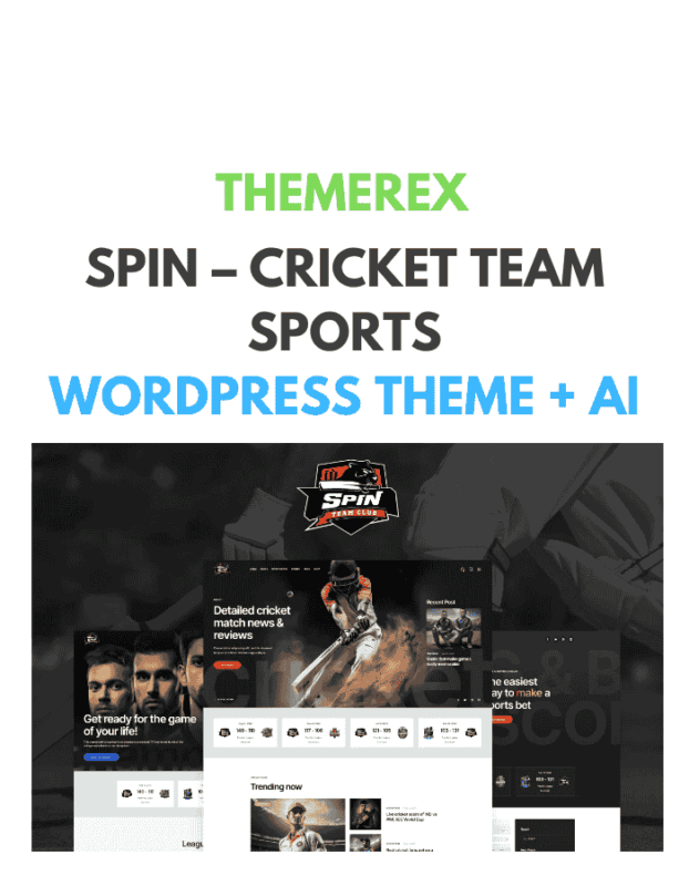 Spin – Cricket Team Sports WordPress Theme + AI