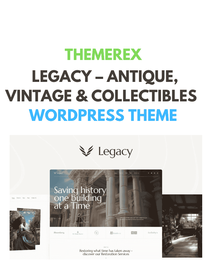Legacy – Antique, Vintage & Collectibles WordPress Theme Legacy – Antique, Vintage & Collectibles WordPress Theme