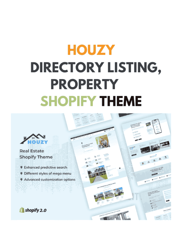 Houzy - Directory Listing, Property shopify Theme