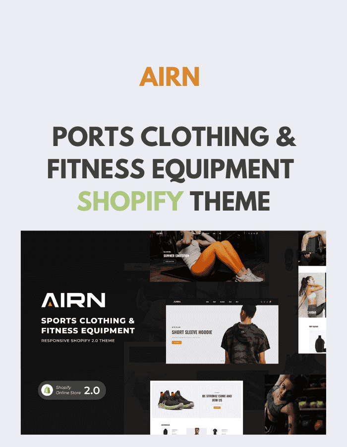 AIRN – Sports Clothing & Fitness Equipment Shopify